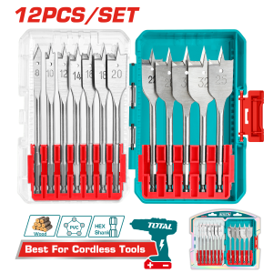 12 Pcs flat wood drill bits set