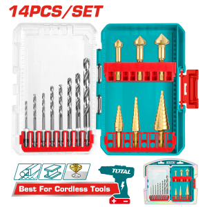 14 Pcs 4341 HSS drill bits and step drill bits set