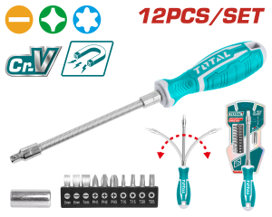 12 Pcs Flexible shaft screwdriver set
